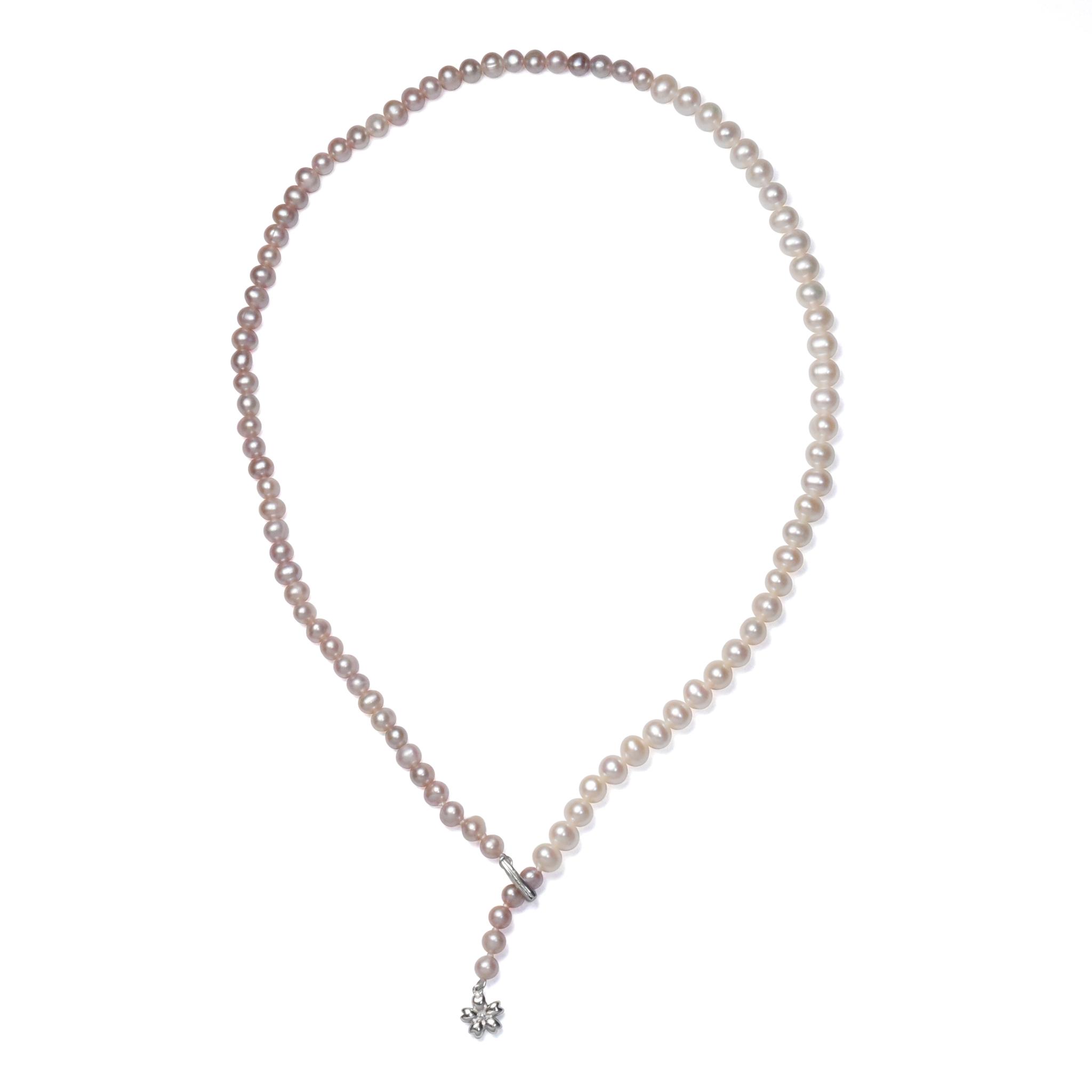 淡水パール ピンク×ホワイト パーティカラー 桜ネックレス1枚目の画像