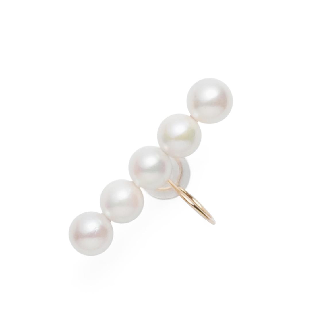 K10YGあこや真珠5-5.5mmｘ5pcバーデザイン イヤーカフ