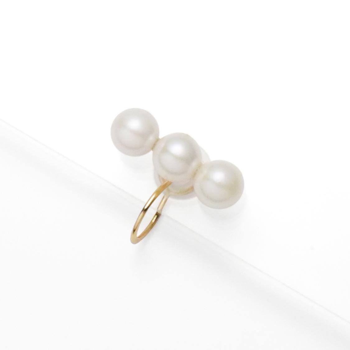 K10YGあこや真珠5-5.5mmトリプルバー プチイヤーカフ（シングル）