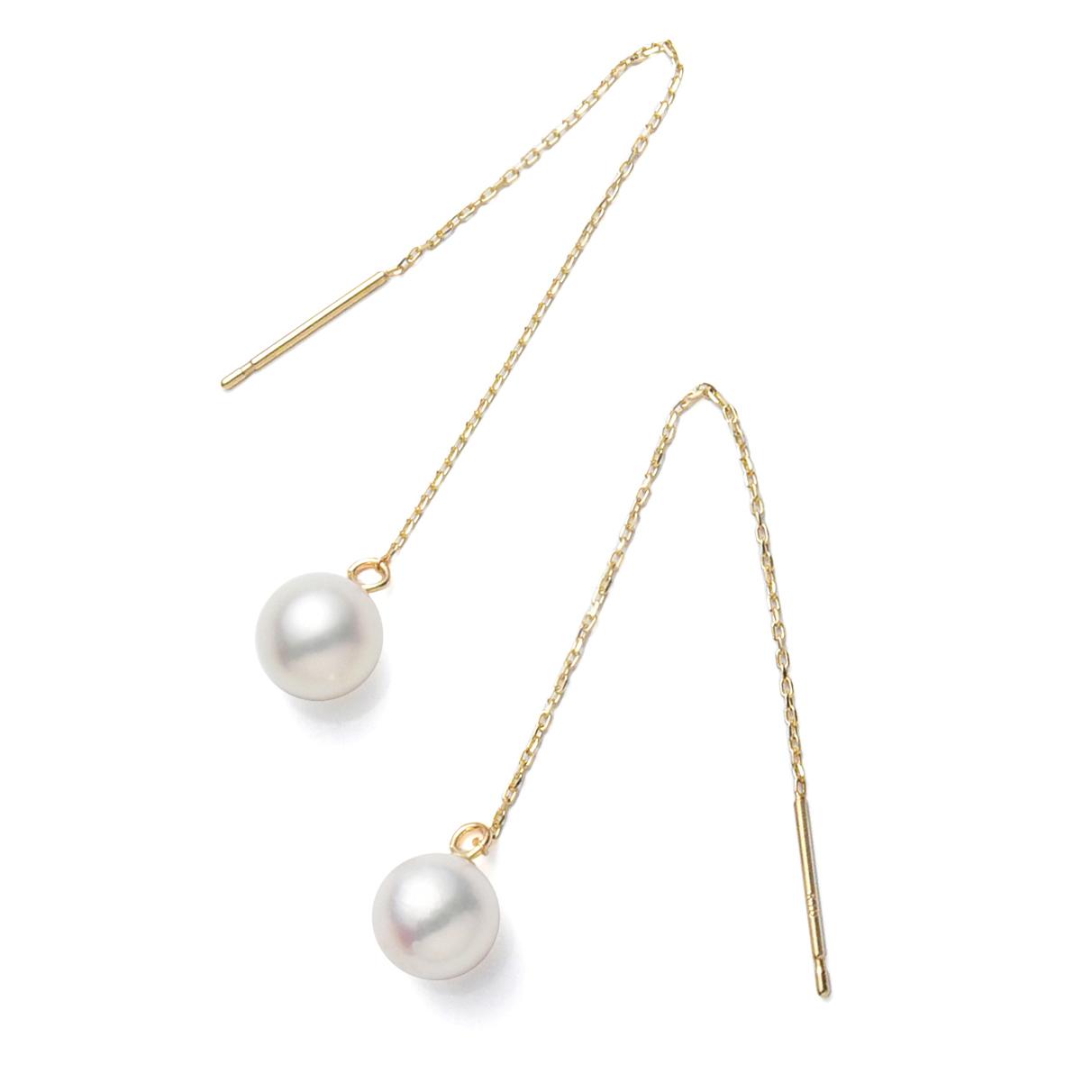 K10YGあこや真珠6-6.5mmチェーンピアス | 2枚目