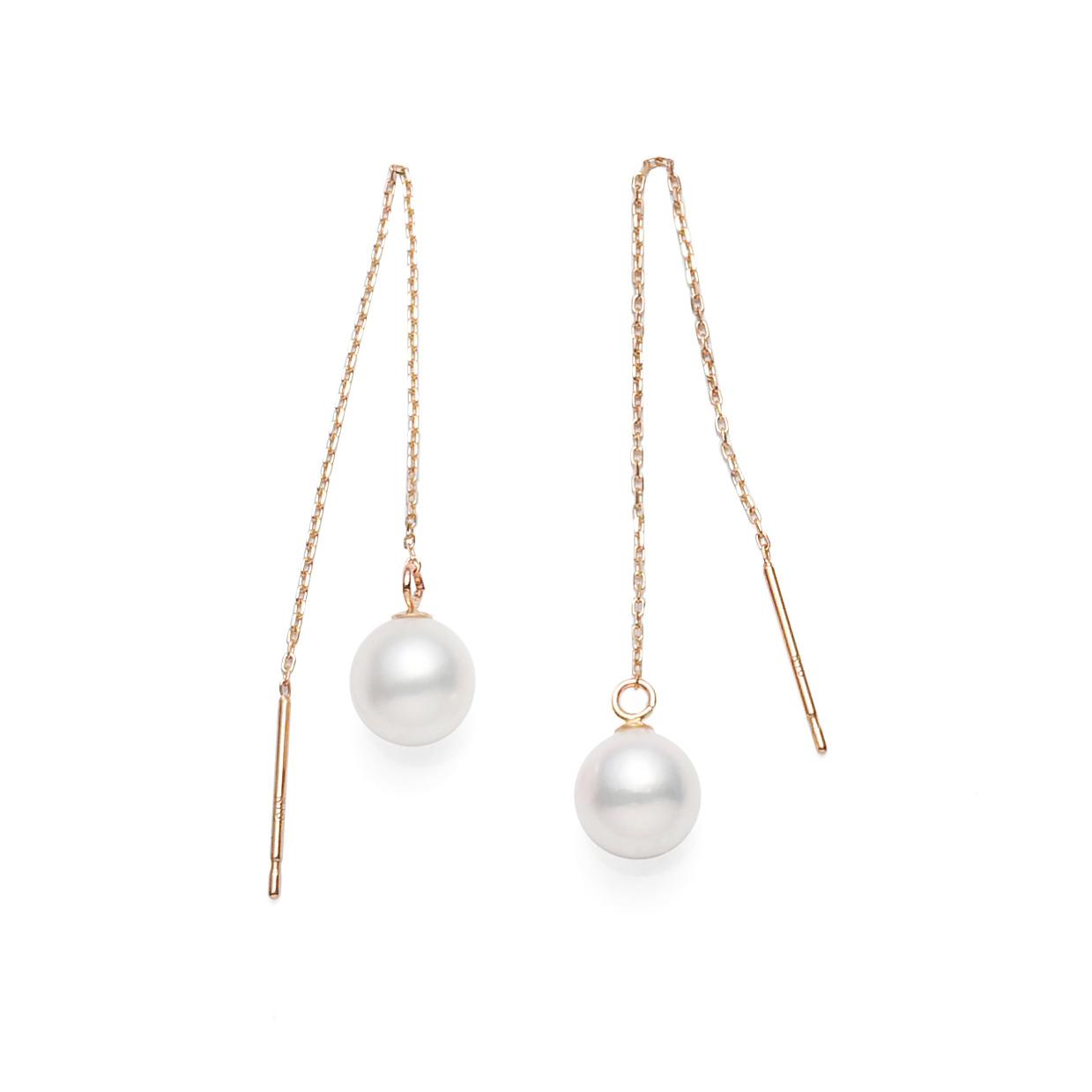 K10PGあこや真珠6-6.5mmチェーンピアス | 2枚目