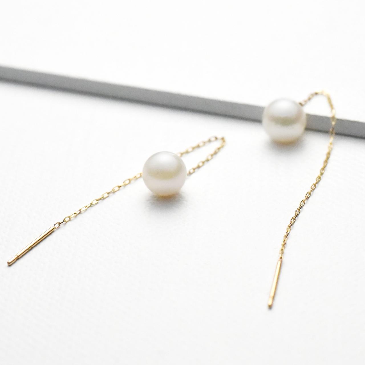 K10YGあこや真珠6.5mm チェーンピアス Glory 2inch | 2枚目