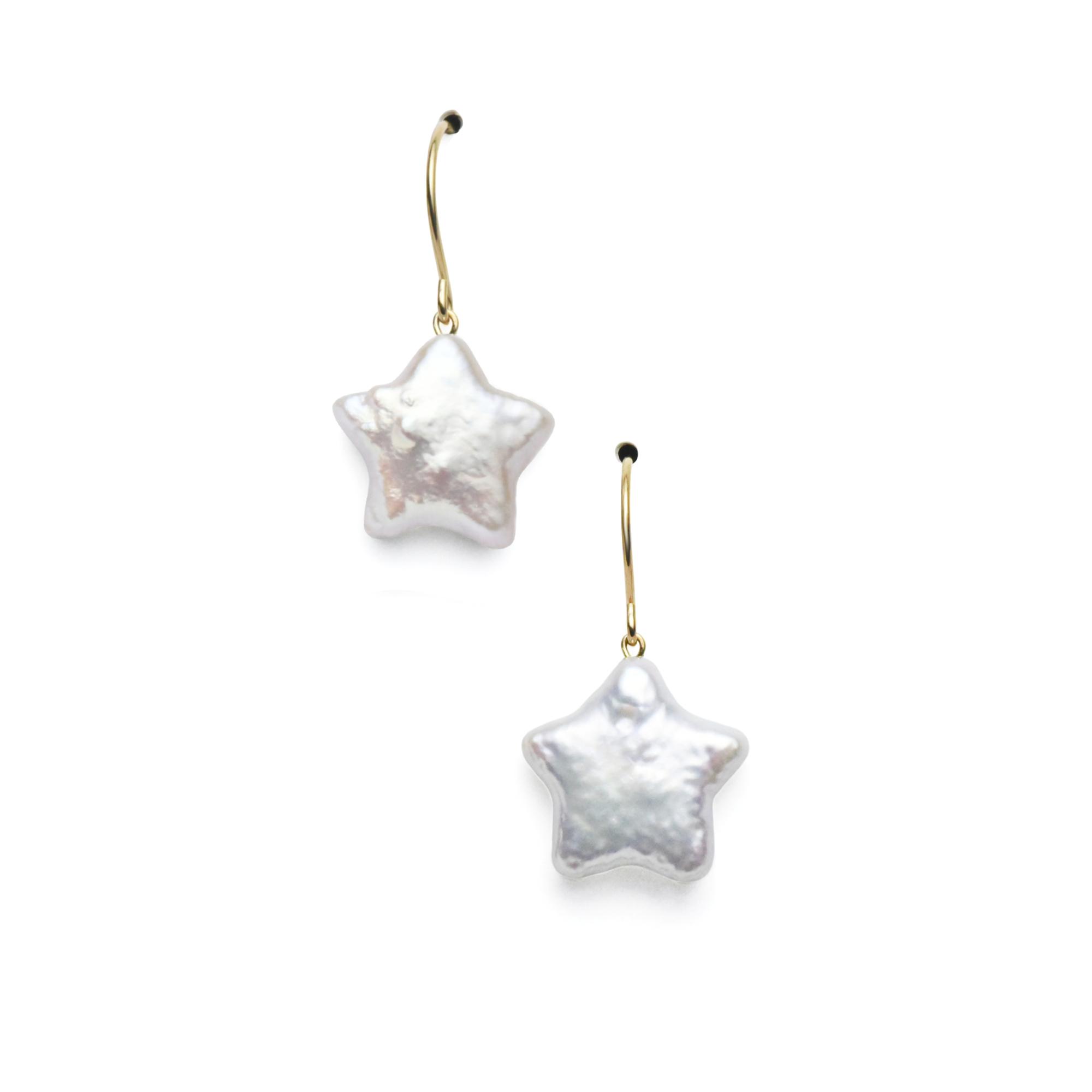 K18YG淡水スターシェイプパール 10mm フックピアス | 2枚目