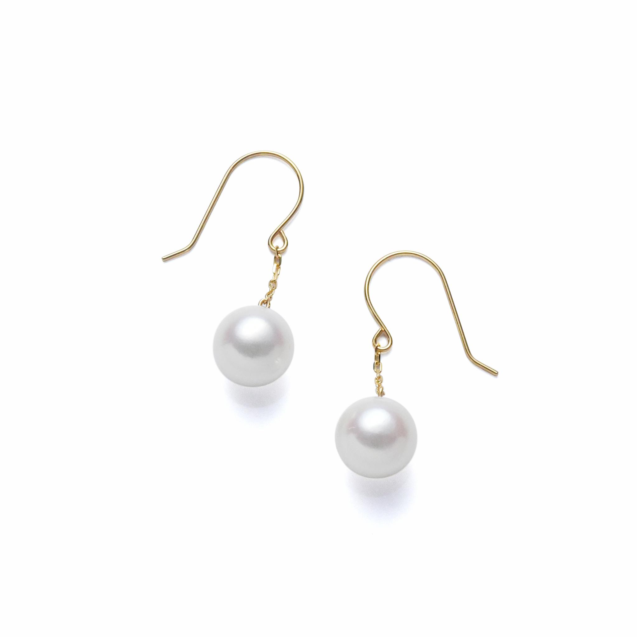 K18YGあこや真珠7.5-8mm ショートチェーン フックピアス | 2枚目