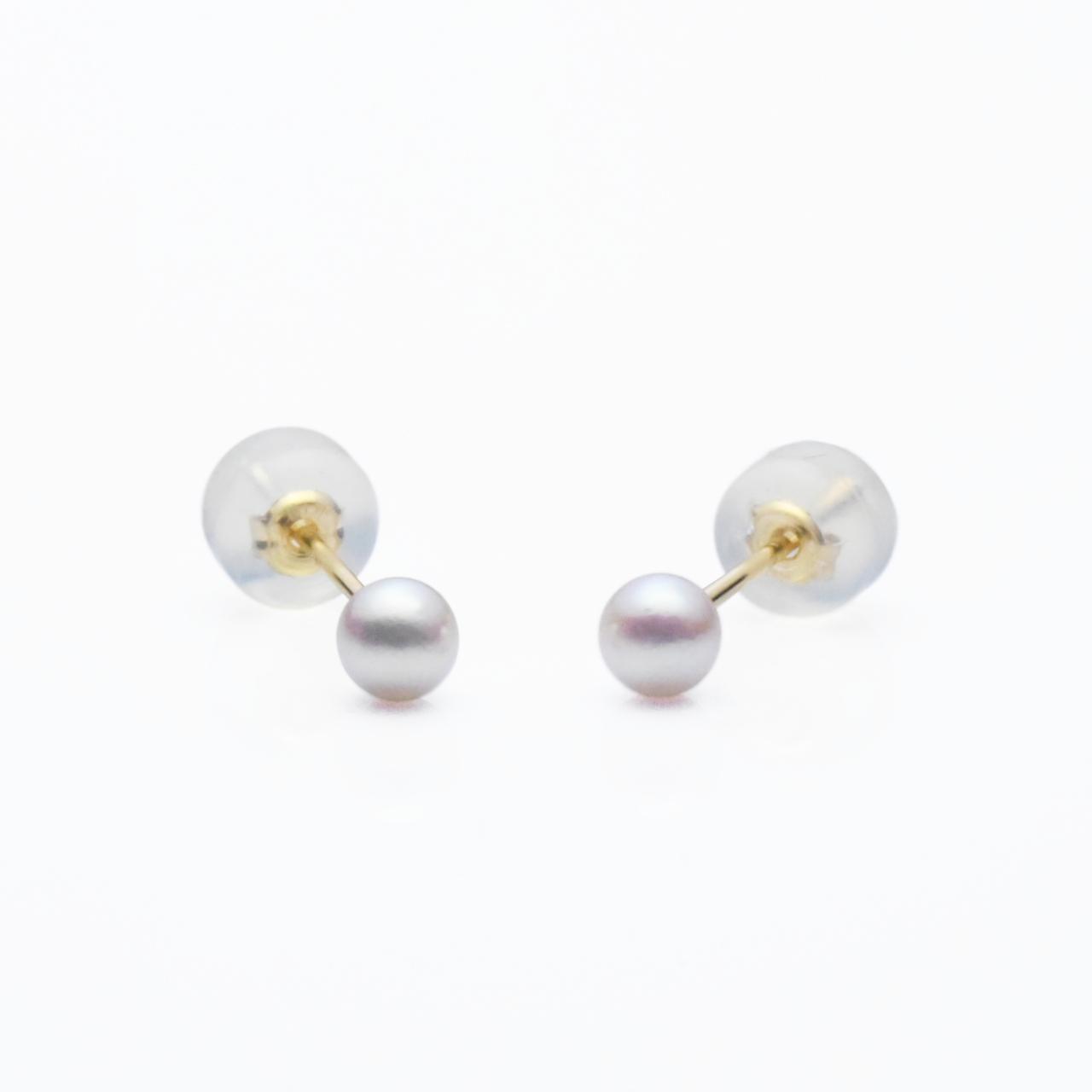 K18YGあこや真珠3.5-4mmピアス1枚目の画像