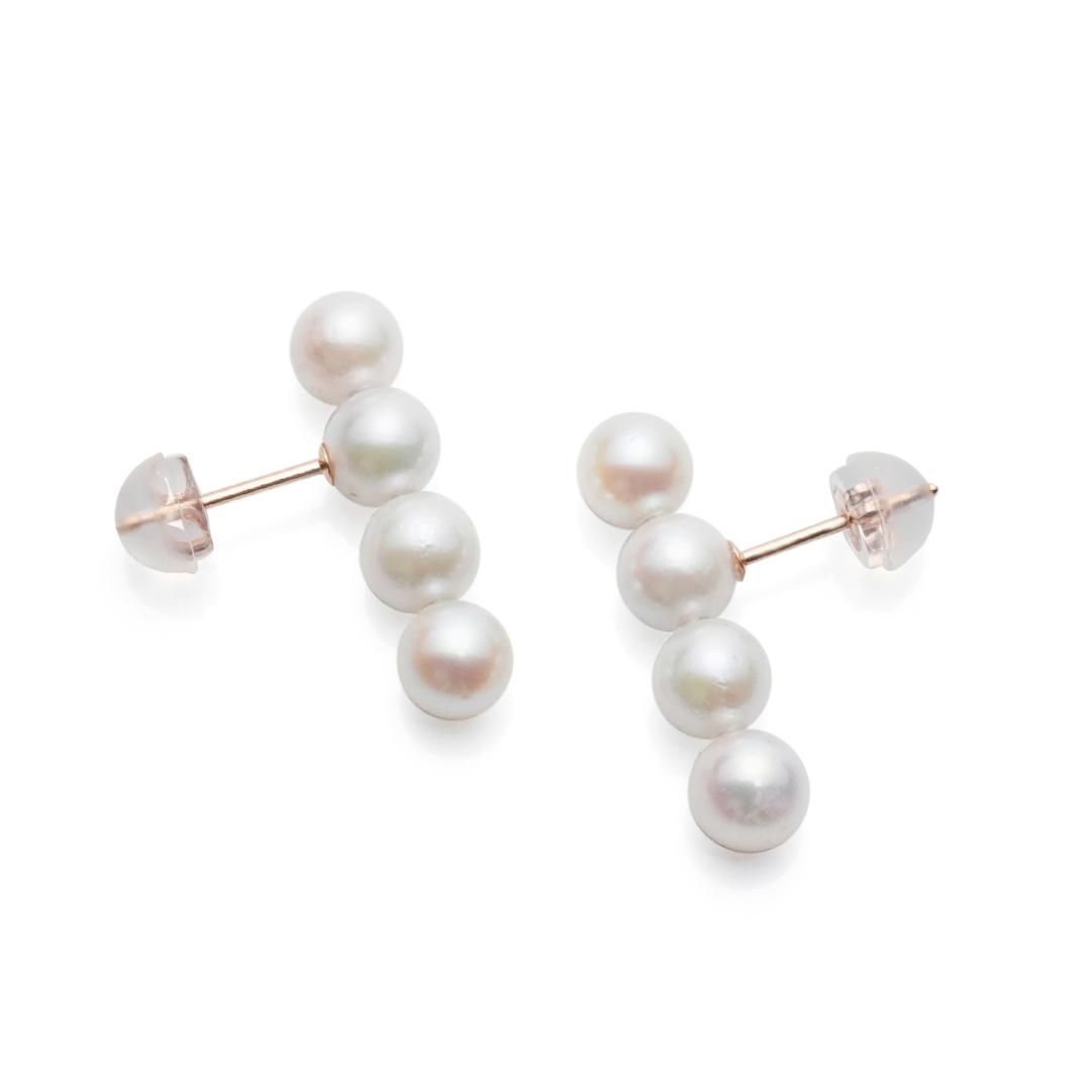 K10PGあこや真珠5-5.5mmクアトロバーピアス | 2枚目