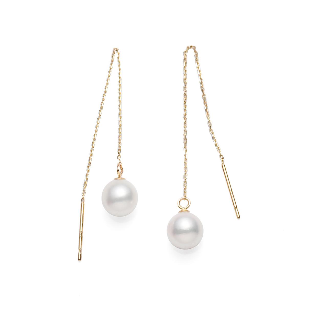 K10YGあこや真珠6-6.5mmチェーンピアス1枚目の画像