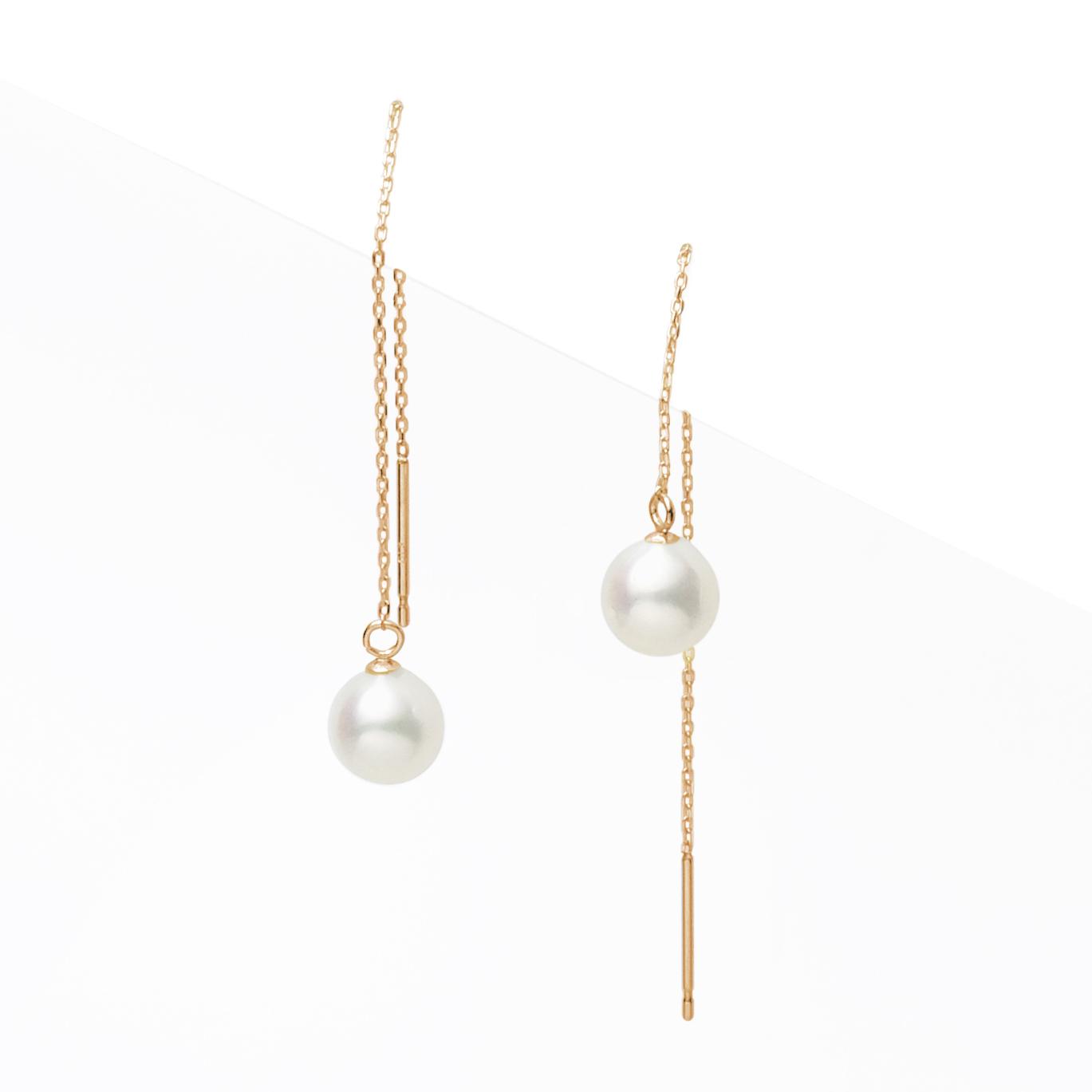 K10PGあこや真珠6-6.5mmチェーンピアス1枚目の画像