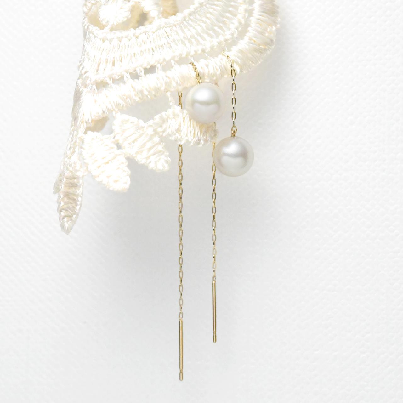 K10YGあこや真珠6.5mm チェーンピアス Glory 2inch1枚目の画像