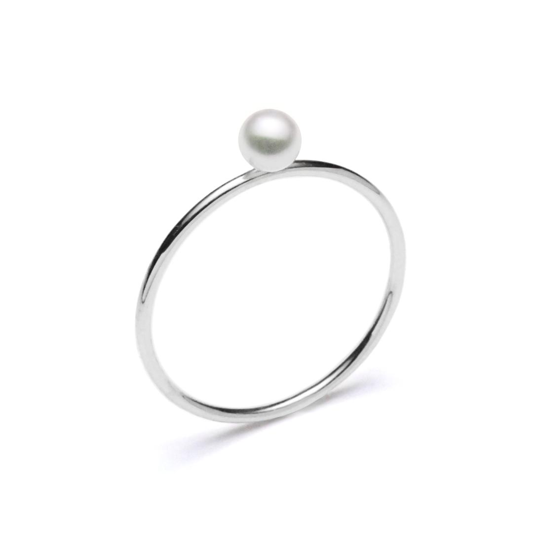 K10WGあこやベビーパール1粒リング1枚目の画像