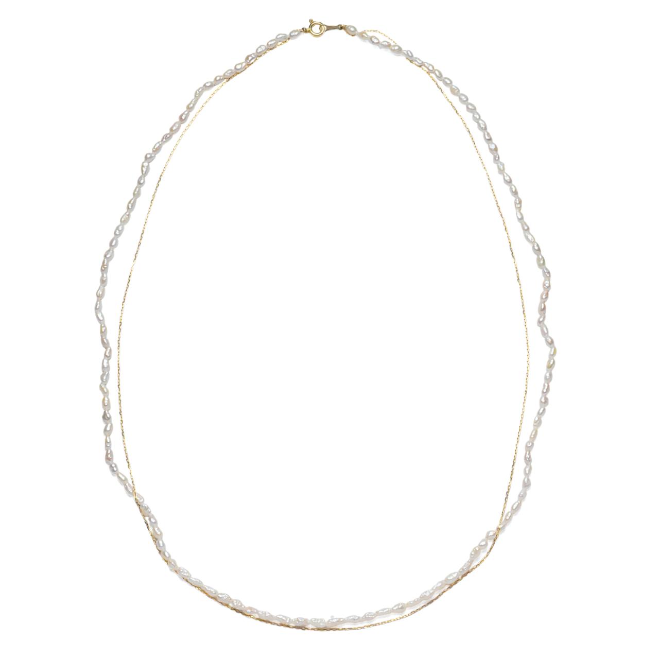 K18YG×淡水ライスパール コンビネーションネックレス 50cm1枚目の画像